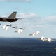An FB-111A of the 509th Bombardment Wing drops Mark 82 high drag practice bombs during a training exercise (US Air Force)